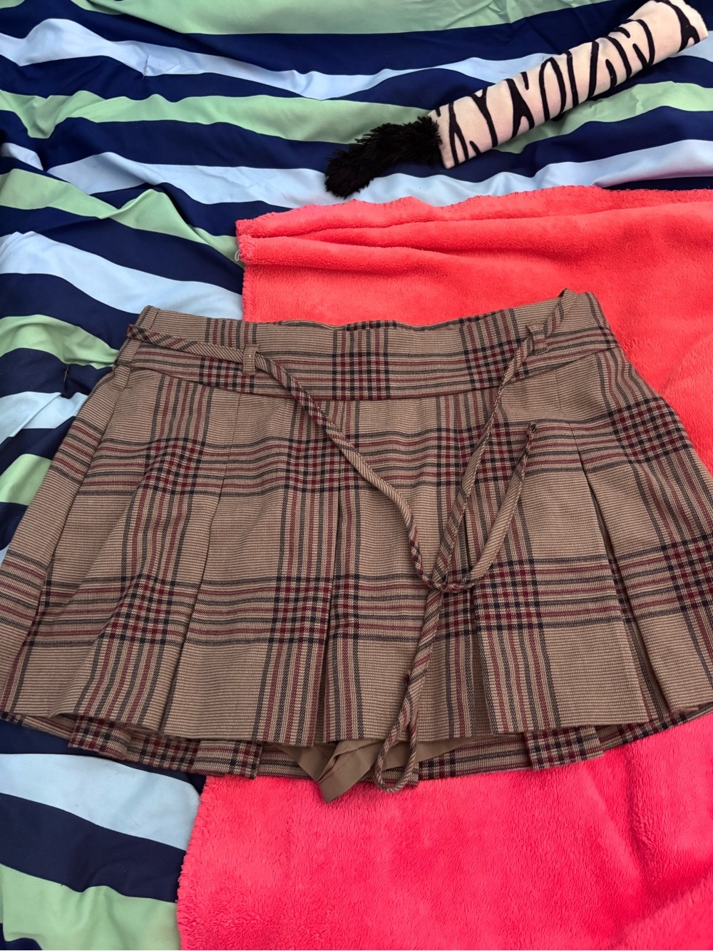 Hollister Brown and Burgundy Plaid Skirt